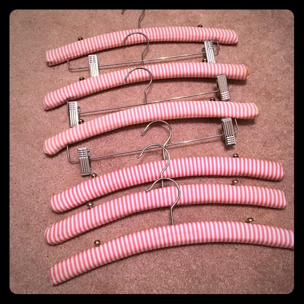 Striped Pink Padded Clothing Hangers - Set of 12